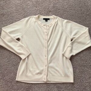 Vintage Cream Button-Front Women's Cardigan Sweater